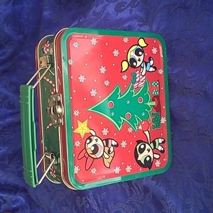 RARE Powerpuff Girls Christmas 🎄 Collectible Retro Mini Tin Lunch Box!